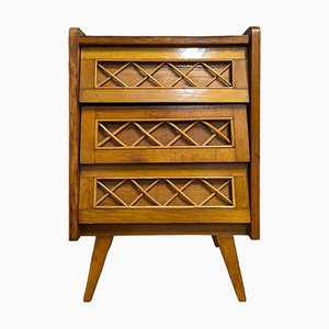 Large Bedside Table in Oak and Rattan, 1950s-HLV-1797852