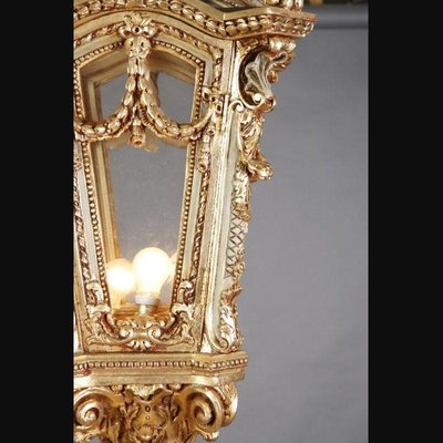 Large Beech Lantern Floor Lamp in Louis XV Style-FLW-1401984