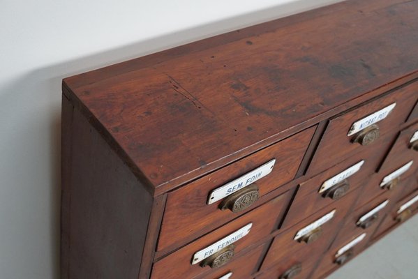 Large Belgian Pitch Pine Apothecary Cabinet with Enamel Shields, 1900s-XO-1743204