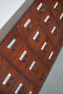 Large Belgian Pitch Pine Apothecary Cabinet with Enamel Shields, 1900s-XO-1743206