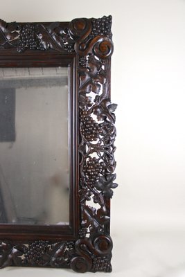 Large Black Forest Hand-Carved Wall Mirror with Grapes and Leaves, Austria, 1919-TQA-1322371