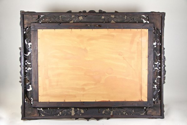 Large Black Forest Hand-Carved Wall Mirror with Grapes and Leaves, Austria, 1919-TQA-1322371