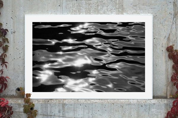 Large Black White Seascape, Reflections of Lido Island, Abstract Venice Waters 2021-RWC-825212