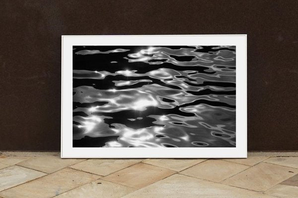 Large Black White Seascape, Reflections of Lido Island, Abstract Venice Waters 2021-RWC-825212