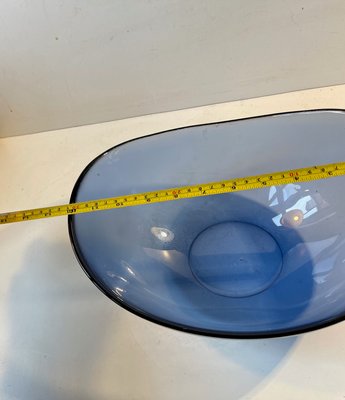 Large Blue Glass Bowl by Per Lütken for Holmegaard, 1980s-LCR-1196001