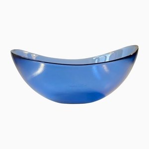 Large Blue Glass Bowl by Per Lütken for Holmegaard, 1980s-LCR-1196001