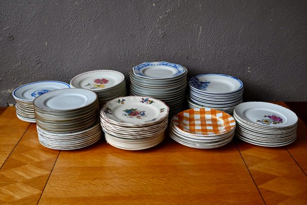 Large Bohemian Mismatched Earthenware and Porcelain Tableware Plates, Set of 115-AIU-2017558