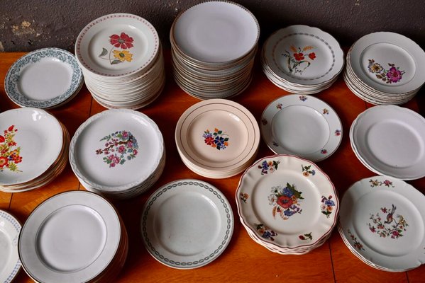 Large Bohemian Mismatched Earthenware and Porcelain Tableware Plates, Set of 115-AIU-2017558