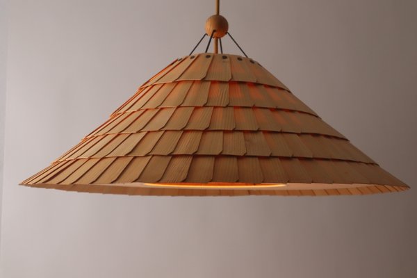 Large Boho Shogun Wood Pendant Folding Lamp by Wilhelm Vest-ESB-1436262