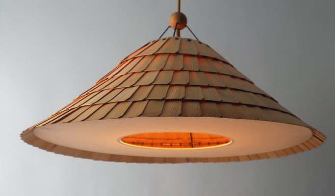 Large Boho Shogun Wood Pendant Folding Lamp by Wilhelm Vest-ESB-1436262