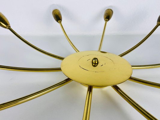 Large Brass 10-Arm Sputnik Chandelier, 1950s-PUK-913186