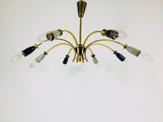 Large Brass 8-Arm Sputnik Chandelier, 1950s-PUK-617836