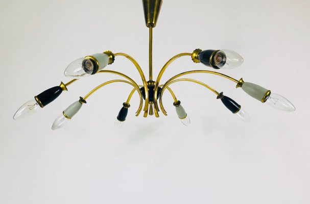 Large Brass 8-Arm Sputnik Chandelier, 1950s-PUK-617836