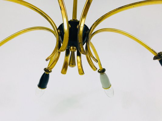 Large Brass 8-Arm Sputnik Chandelier, 1950s-PUK-617836