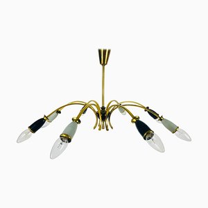 Large Brass 8-Arm Sputnik Chandelier, 1950s-PUK-617836