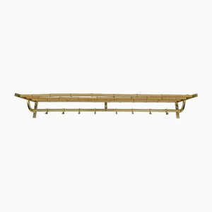 Large Brass and Bamboo Wall Coat Rack, Italy, 1960s-KQB-1765217