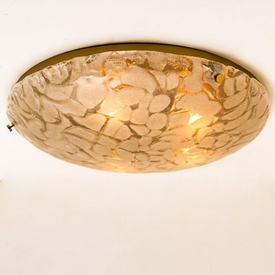 Large Brass and Blown Murano Glass Wall Light or Flush Mount, 1960s-VDW-991410