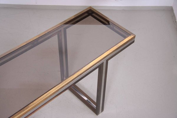 Large Brass and Chrome Console Table, 1970s-VLZ-632030