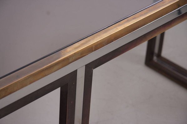 Large Brass and Chrome Console Table, 1970s-VLZ-632030