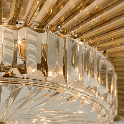 Large Brass and Crystal Flush Mount by Ernst Palme, Germany, 1970s-VDW-1300441