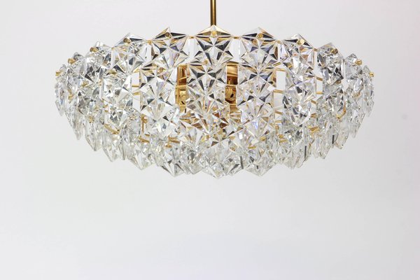 Large Brass and Crystal Glass Chandelier from Kinkeldey, Germany, 1970s-UGR-1085737