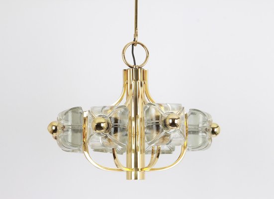 Large Brass and Crystal Glass Pendant from Sische, Germany, 1970s-UGR-1085799