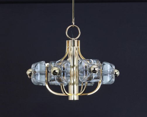 Large Brass and Crystal Glass Pendant from Sische, Germany, 1970s-UGR-1085799