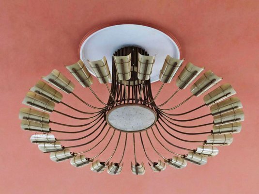 Large Brass and Glass Ballroom Chandelier, 1950s-VLZ-631839