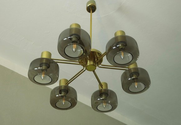 Large Brass and Glass Chandelier by Hans-Agne Jakobsson, 1960s-ED-2016483