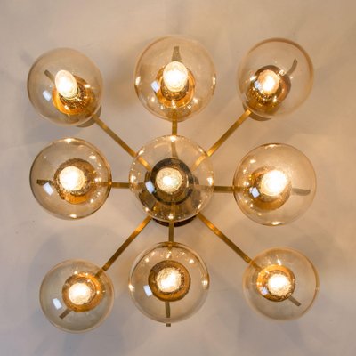 Large Brass and Glass Light Fixture in the Style of Jacobsson, 1960s-VDW-956762