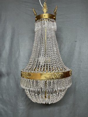 Large Brass and Glass Sac De Pearl Chandelier-NSG-1706997