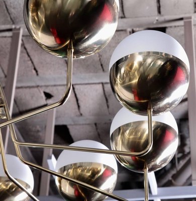 Large Brass and Glass Sputnik Chandelier in the Style of Stilnovo, 2000s-VLZ-631853