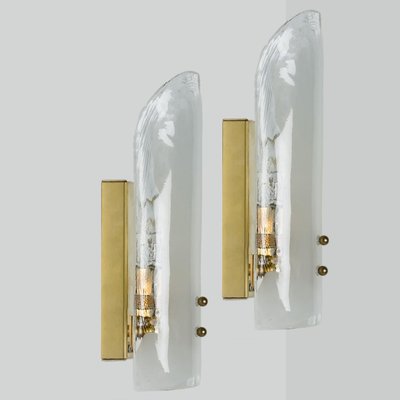 Large Brass and Hand Blown Glass Wall Light by J.T. Kalmar, 1960s-VDW-2026613