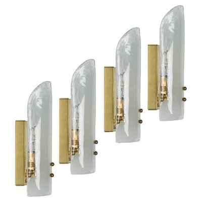 Large Brass and Hand Blown Glass Wall Lights attributed to J.T. Kalmar, 1960s-VDW-2036501