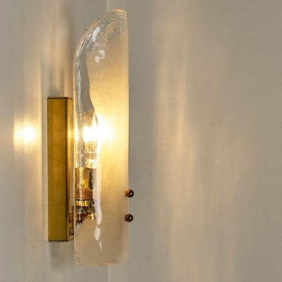 Large Brass and Hand Blown Glass Wall Lights attributed to J.T. Kalmar, 1960s-VDW-2036501