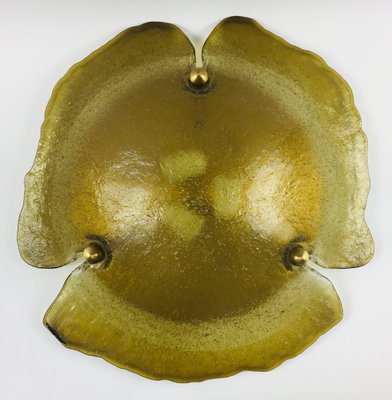 Large Brass and Murano Glass Flower-Shaped Wall or Ceiling Lamp from Peill & Putzler, Germany, 1970s-BMM-1344352