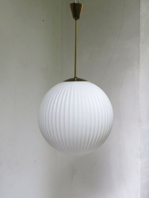 Large Brass Ceiling Lamp with Pleated Ball, 1950s-EY-1287003