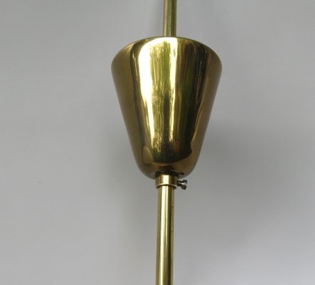 Large Brass Ceiling Lamp with Pleated Ball, 1950s-EY-1287003