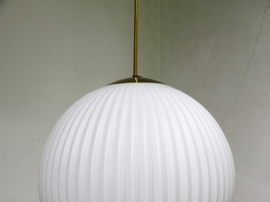 Large Brass Ceiling Lamp with Pleated Ball, 1950s-EY-1287003