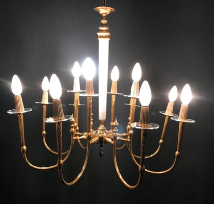 Large Brass Chandelier, 1950s-JJC-579658