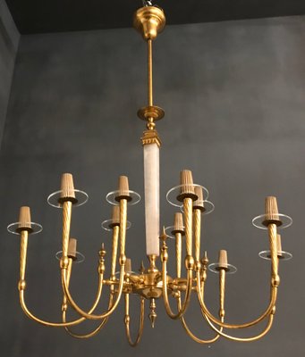 Large Brass Chandelier, 1950s-JJC-579658