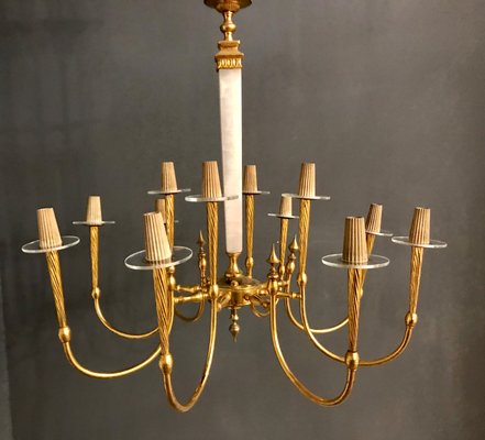 Large Brass Chandelier, 1950s-JJC-579658