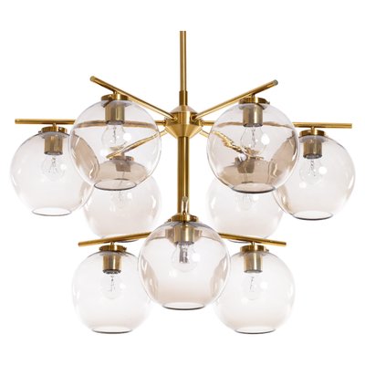 Large Brass Chandelier by Holger Johansson, Sweden, 1970s-QU-1706905