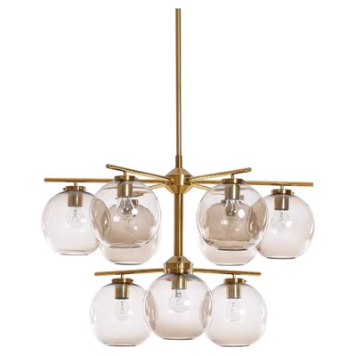 Large Brass Chandelier by Holger Johansson, Sweden, 1970s-QU-1706905