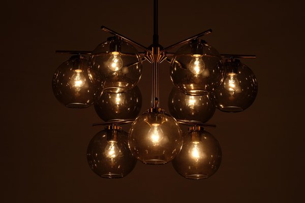 Large Brass Chandelier by Holger Johansson, Sweden, 1970s-QU-1706905