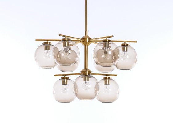 Large Brass Chandelier by Holger Johansson, Sweden, 1970s-QU-1706905