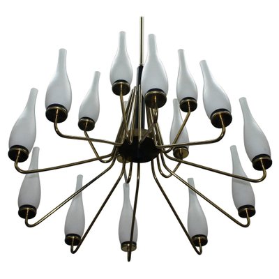 Large Brass Chandelier with Vases, Italy, 1950s-JE-987189