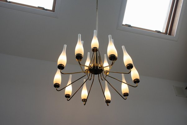 Large Brass Chandelier with Vases, Italy, 1950s-JE-987189