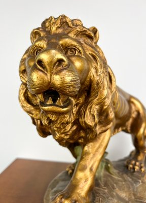 Large Brass-Colored Lion Statue, Early 1900s-ORQ-1792953