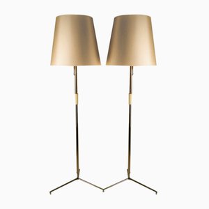 Large Brass Floor Lamps Helios Mod. 2035 by J. T. Kalmar 1960s, Set of 2-SPD-1328803